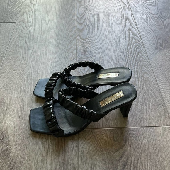 BILLINI OLINA BLACK SCRUNCHIE STYLE BLOCK SLIP ON HEELS MULES SHOES SIZE 10 NEW - Picture 3 of 5